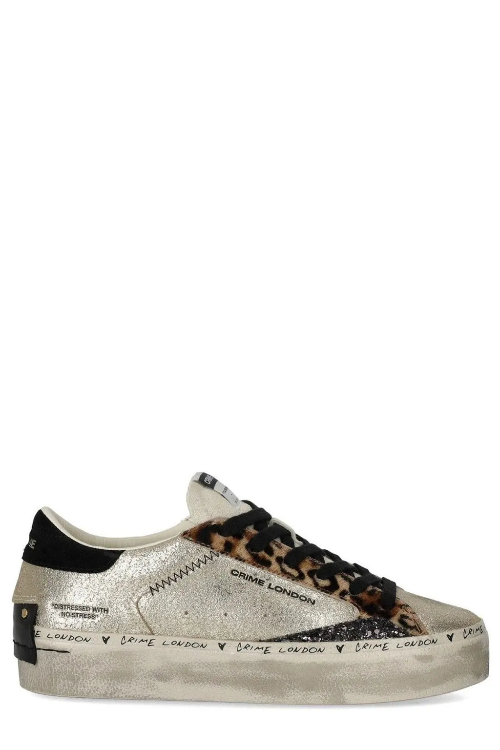 Distressed Lace-Up Sneakers