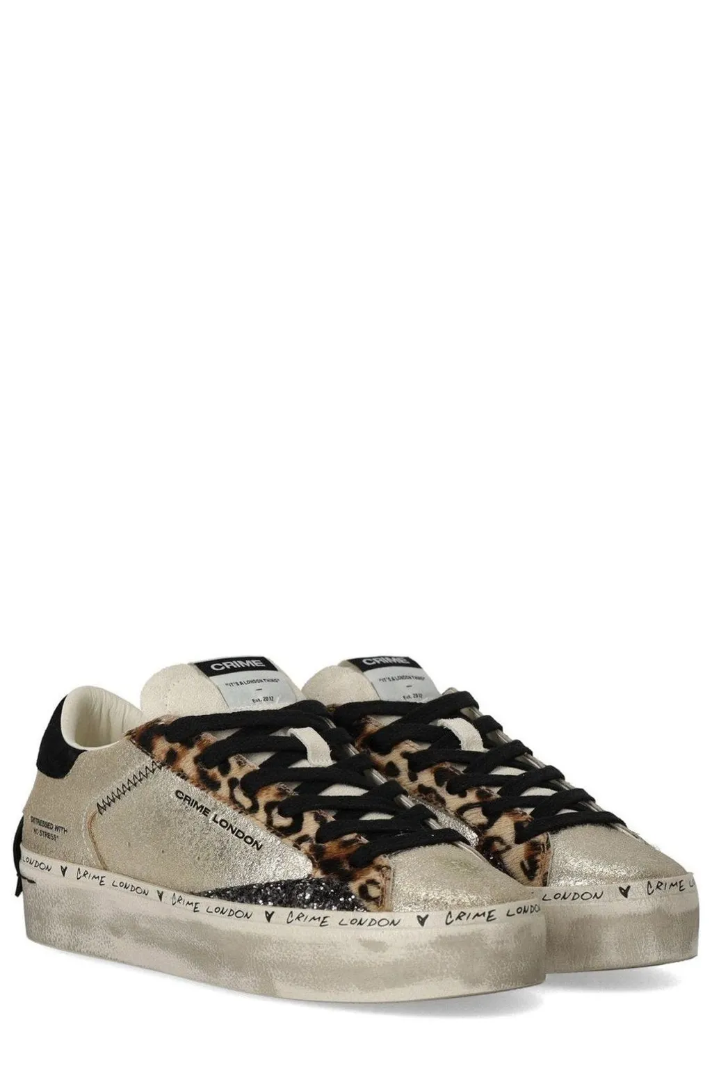 Distressed Lace-Up Sneakers