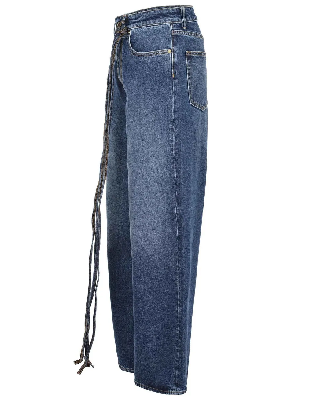 Wide-Leg Tie-Detail Jeans