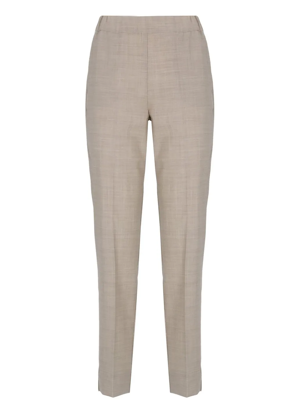 Elastic-Waist Slit-Hem Pants