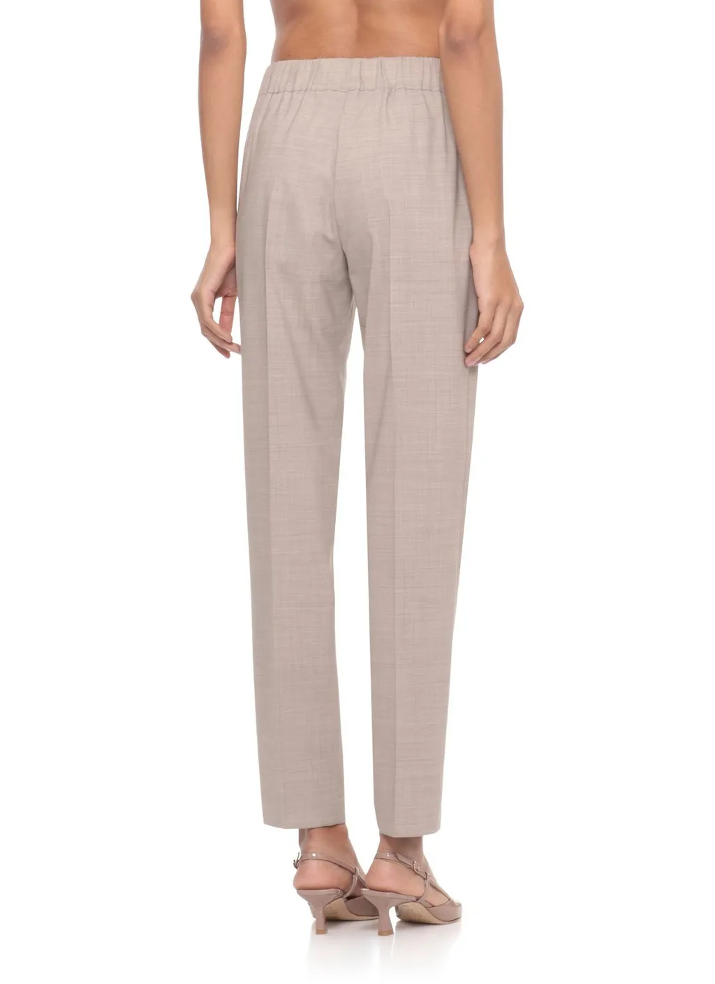 Elastic-Waist Slit-Hem Pants