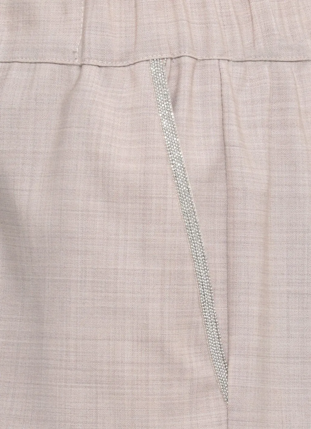 Elastic-Waist Slit-Hem Pants