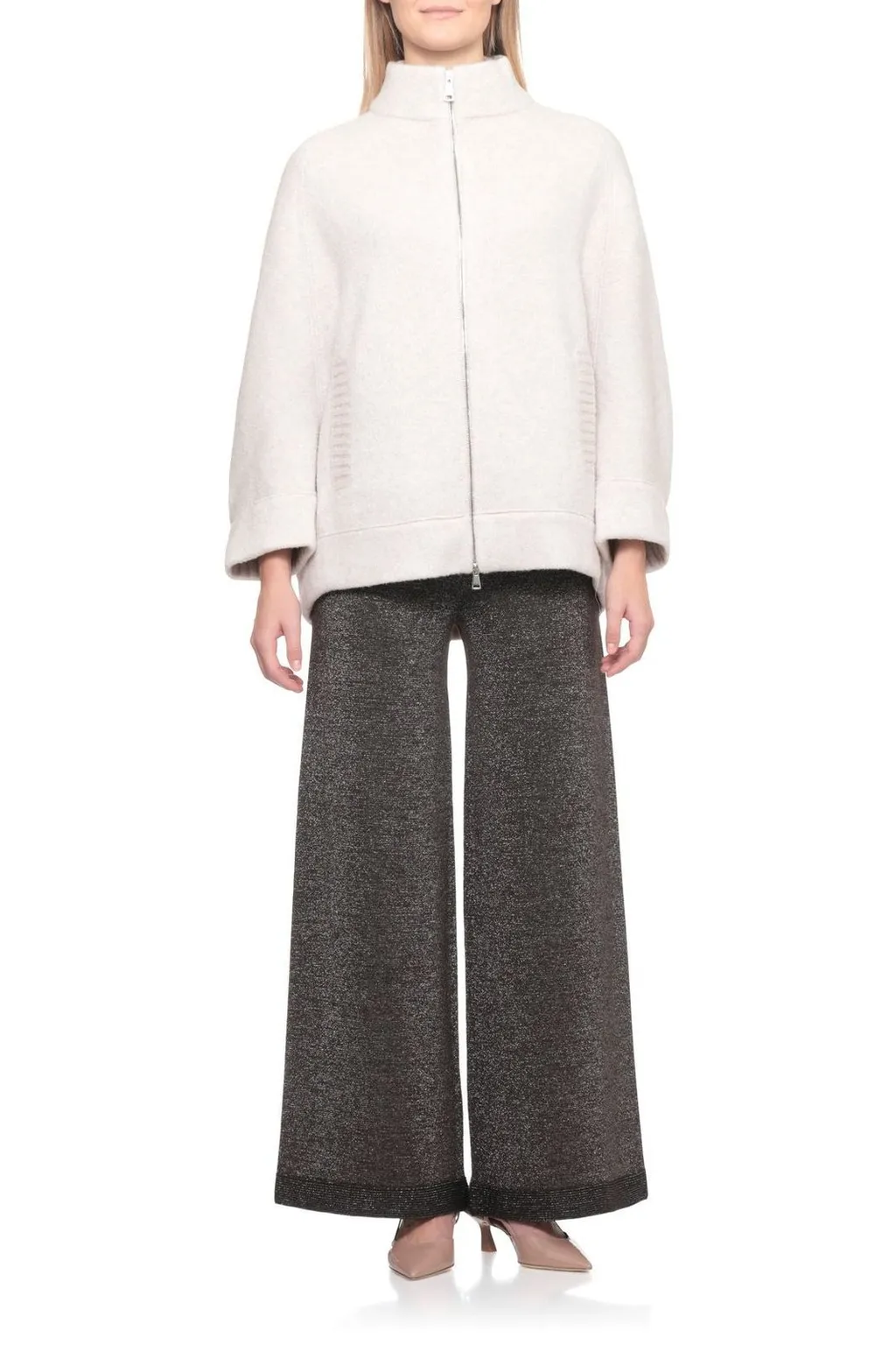 High Neck Wool Bomber Jacket