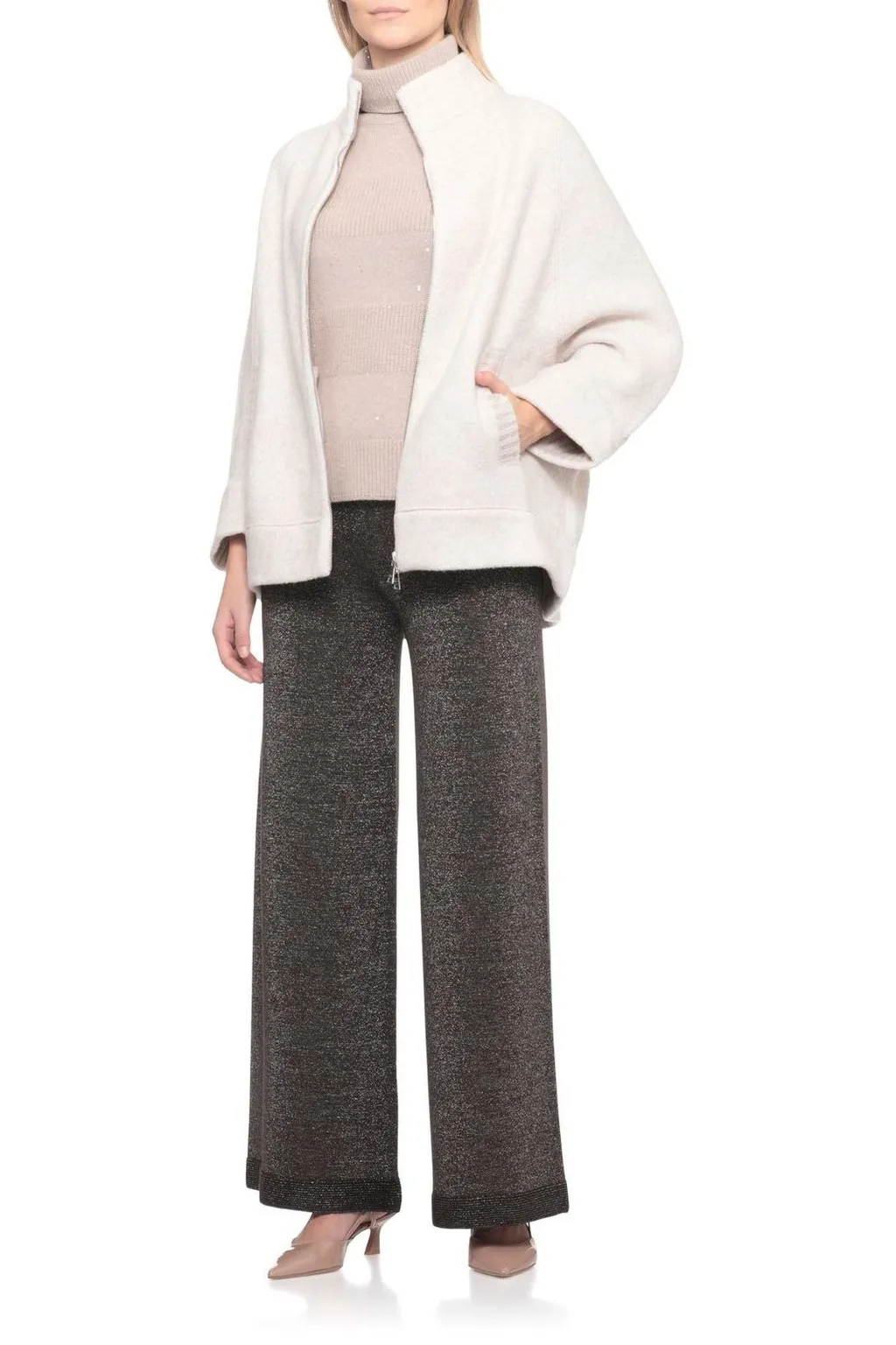 High Neck Wool Bomber Jacket