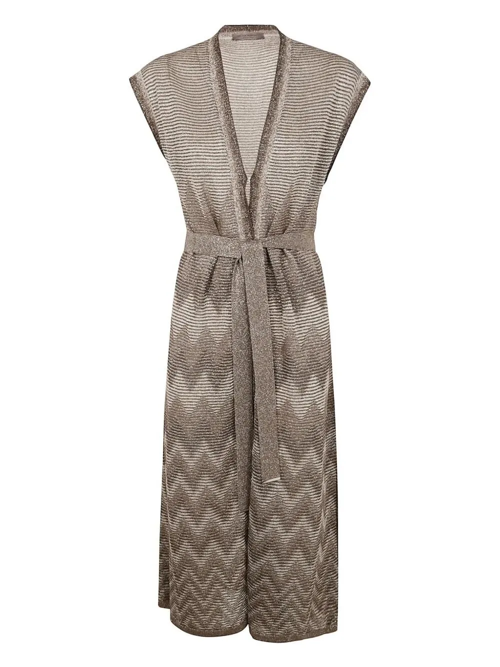 Chevron Knit Belted Dress