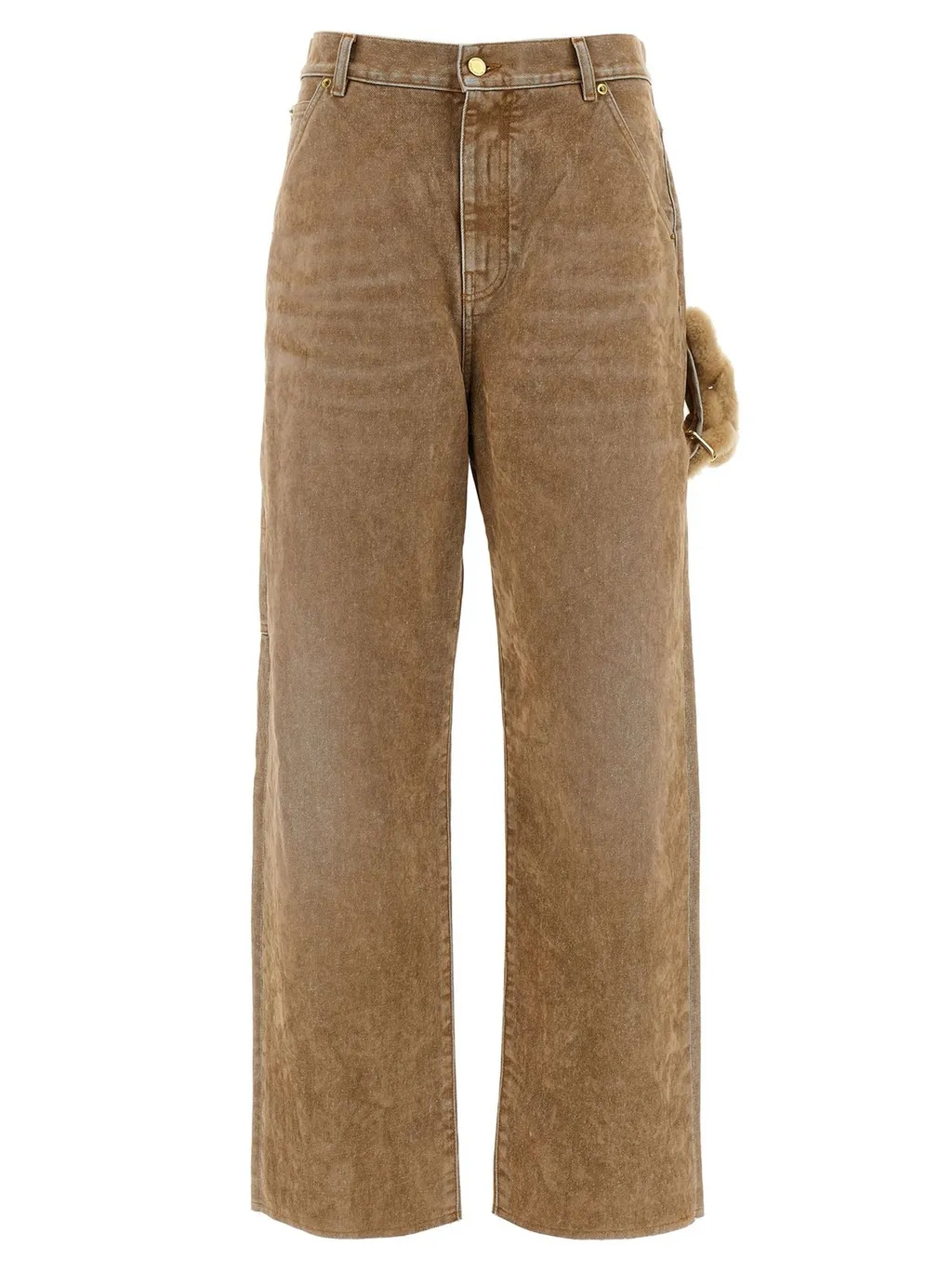 Lisa Chain Adorned Loose Fit Carpenter Flock Jeans