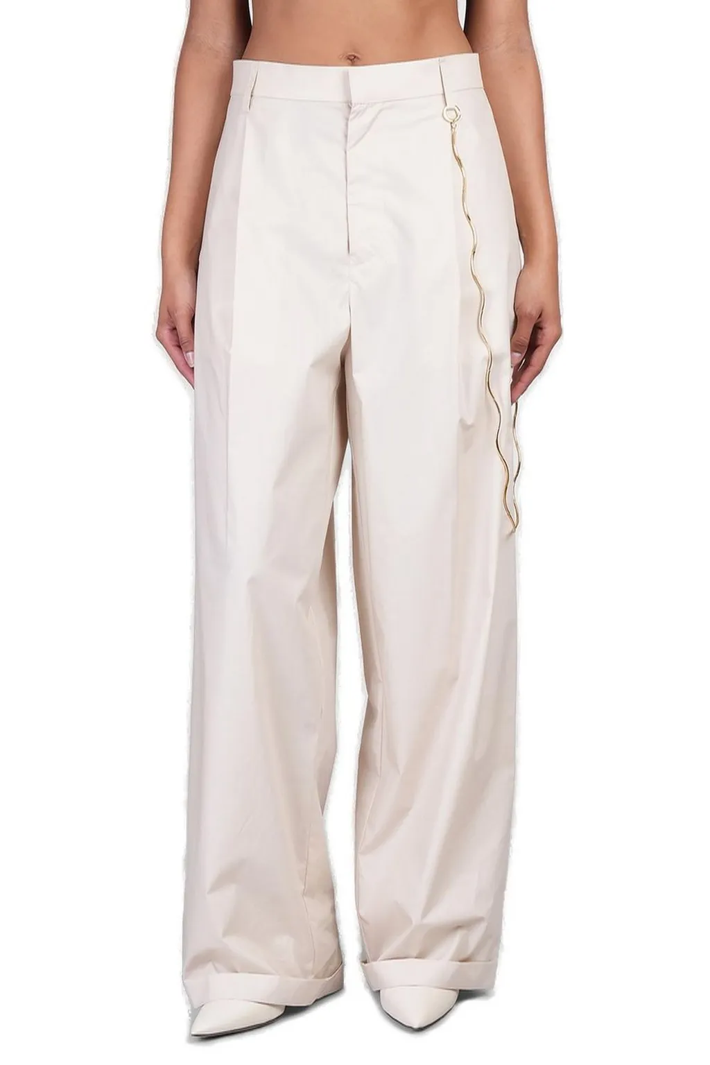 Danielle Chain Adorned Wide-Leg Trousers
