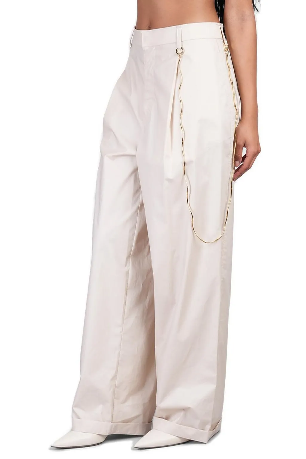 Danielle Chain Adorned Wide-Leg Trousers