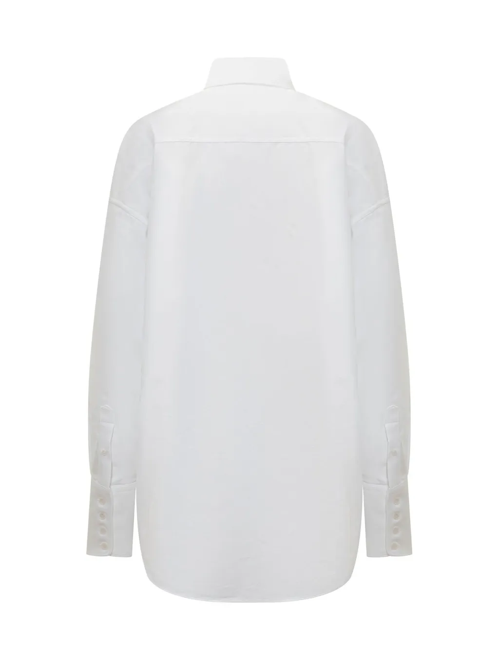 Long-Sleeved Curved-Hem Buttoned Shirt