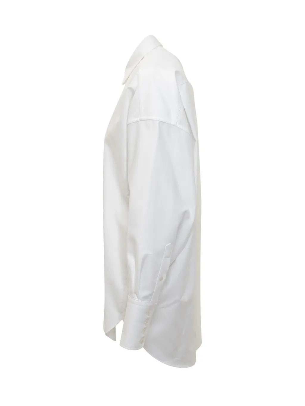Long-Sleeved Curved-Hem Buttoned Shirt