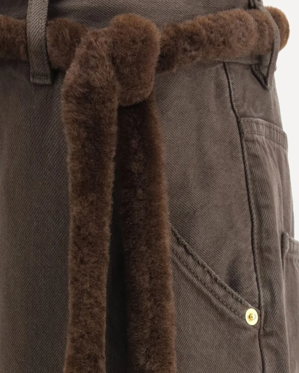 Fur Belt Loose Fit Carpenter Pants