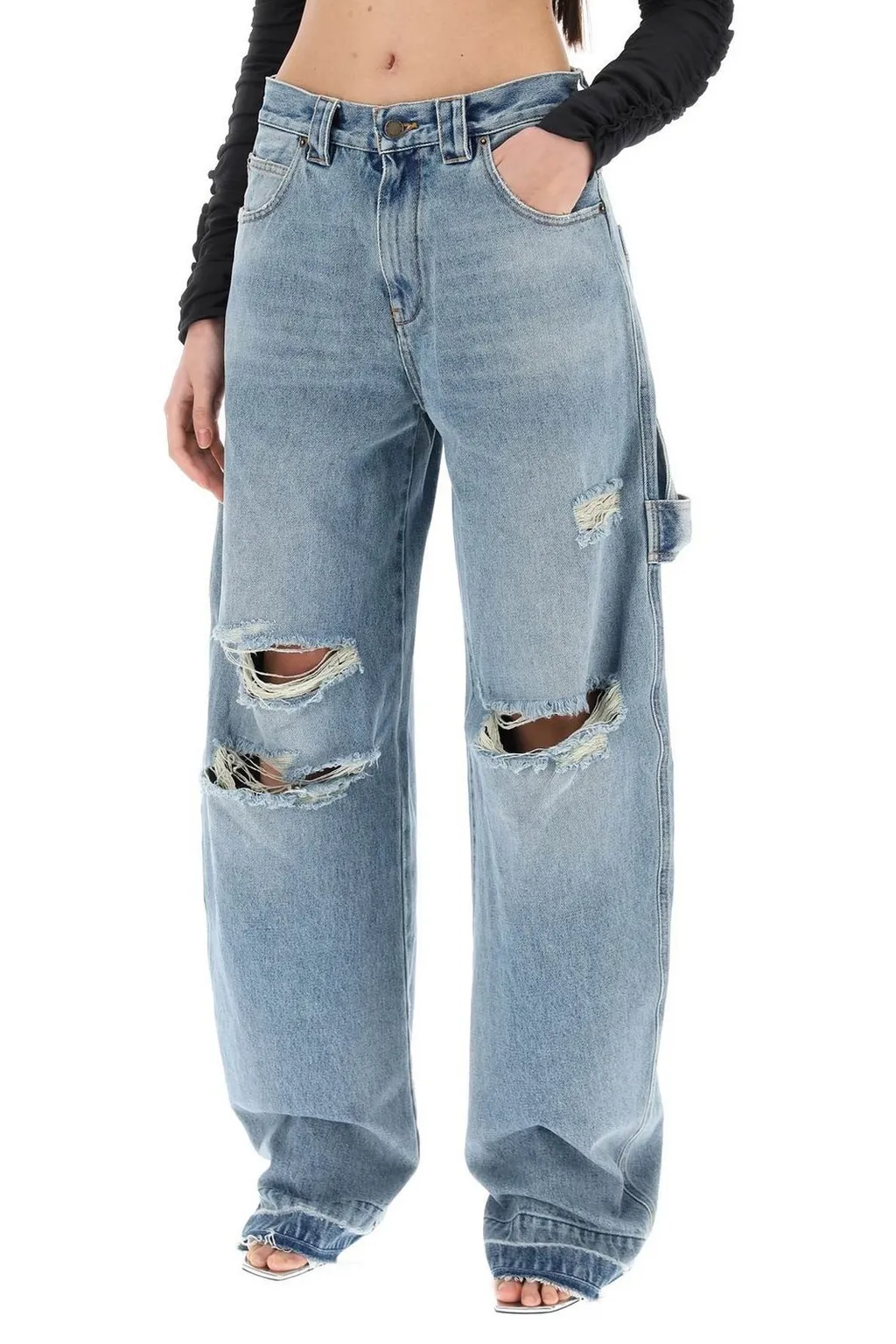 Audrey Barrel Leg Distressed Carpenter Jeans