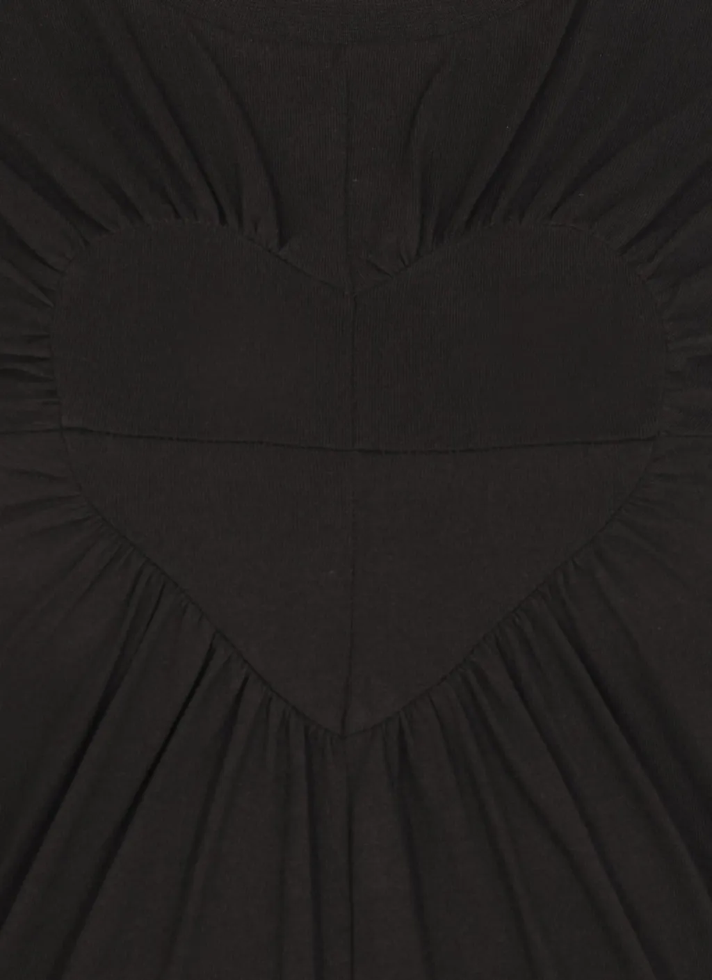 Gathered Heart-Motif Crewneck Mini Dress