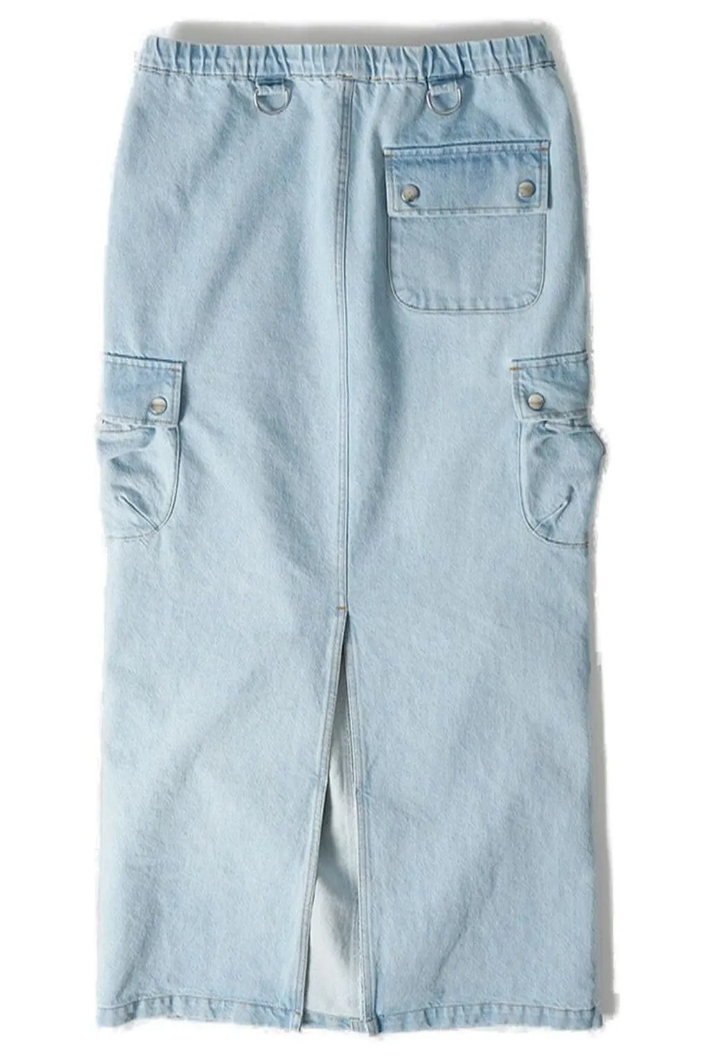 Drawstring Cargo Denim Skirt