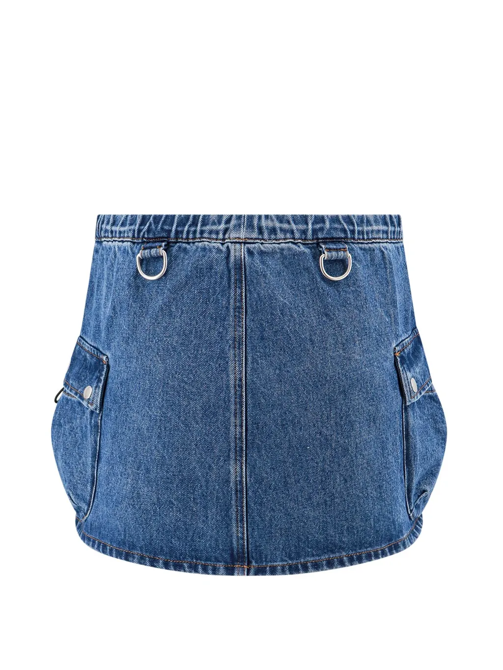 Drawstring-Waist Denim Mini Skirt