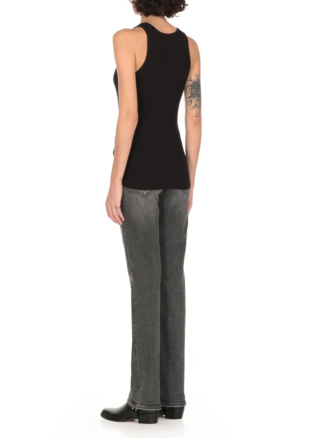 Logo Embroidered Ribbed Tank Top
