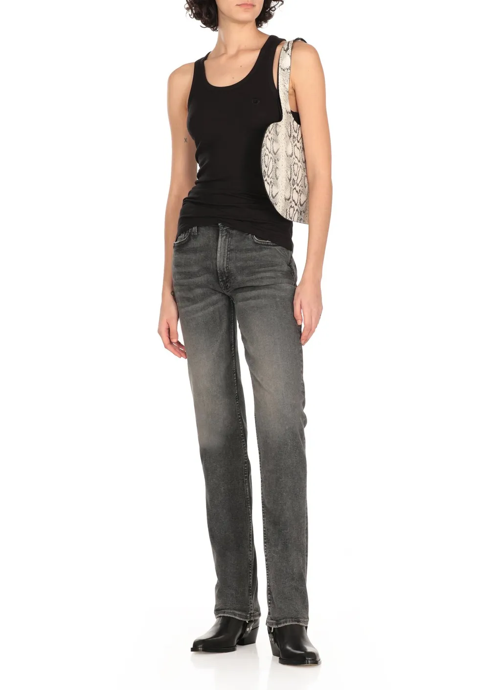 Logo Embroidered Ribbed Tank Top