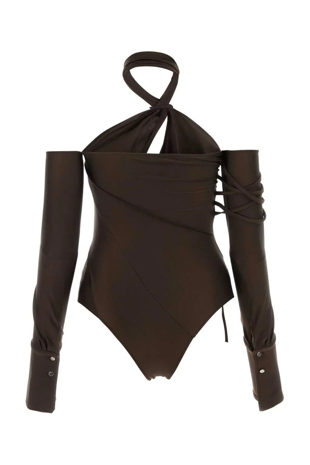 Off-Shoulder Halterneck Tassel Detailed Bodysuit