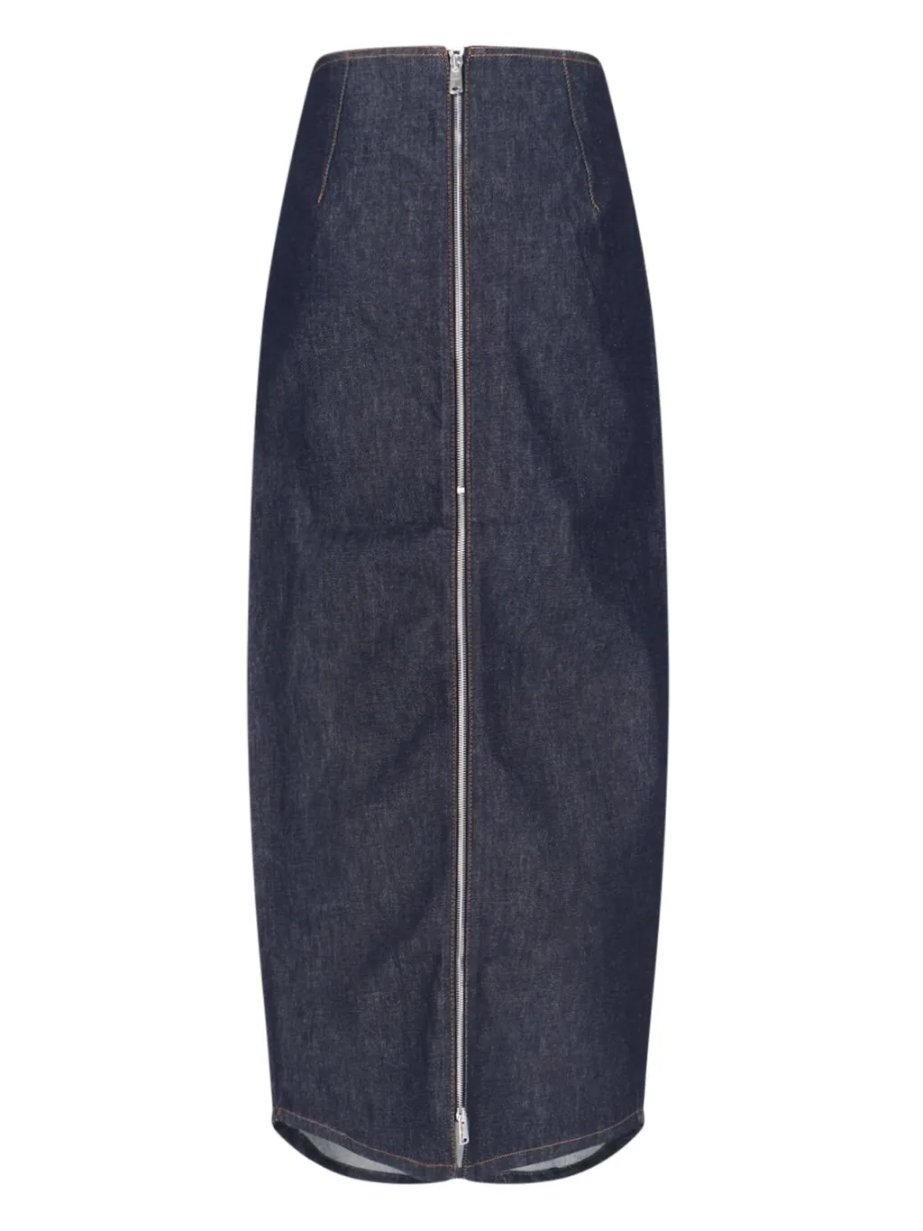 Logo Patch Zip-Up Denim Skirt
