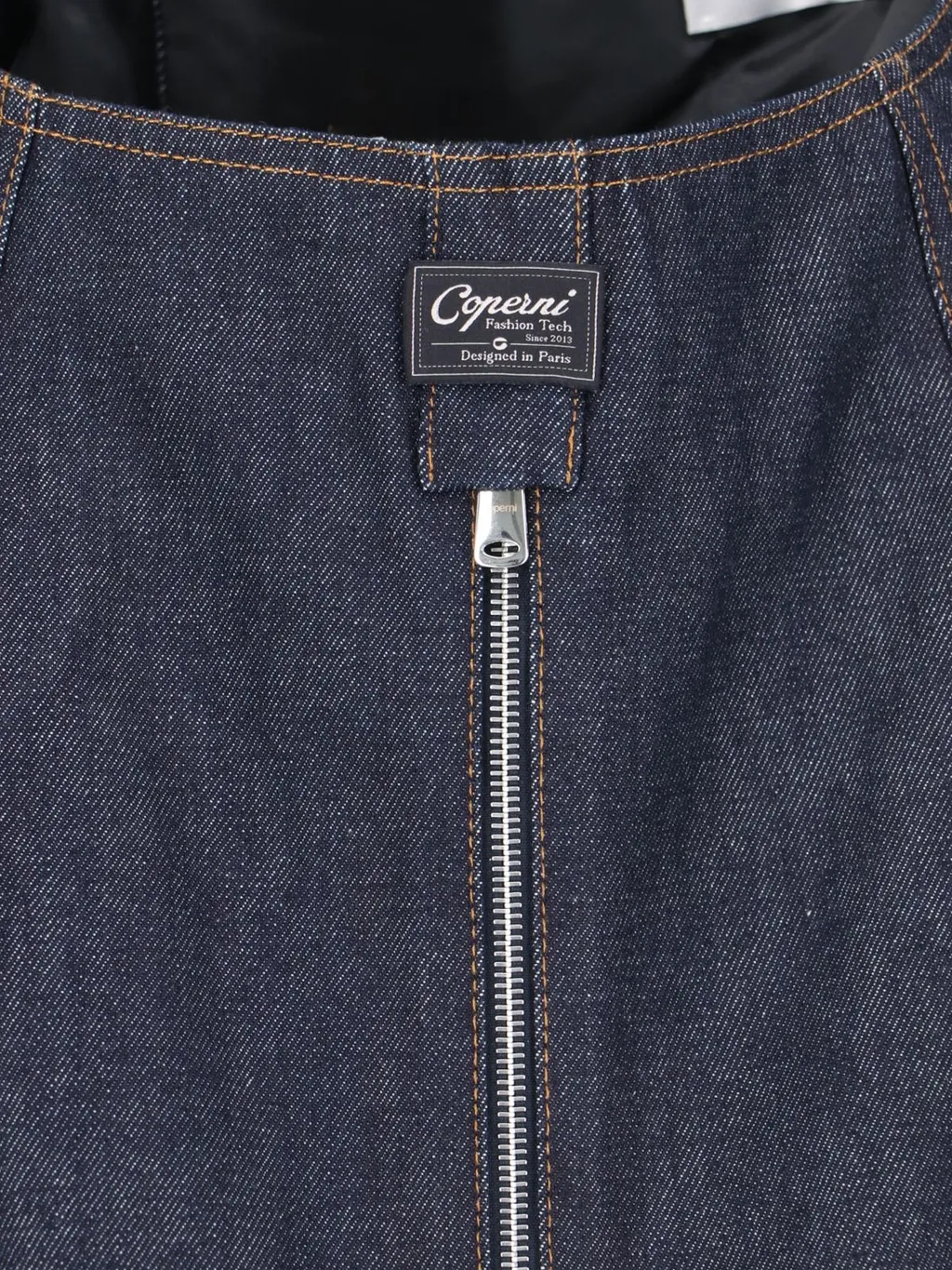 Logo Patch Zip-Up Denim Skirt