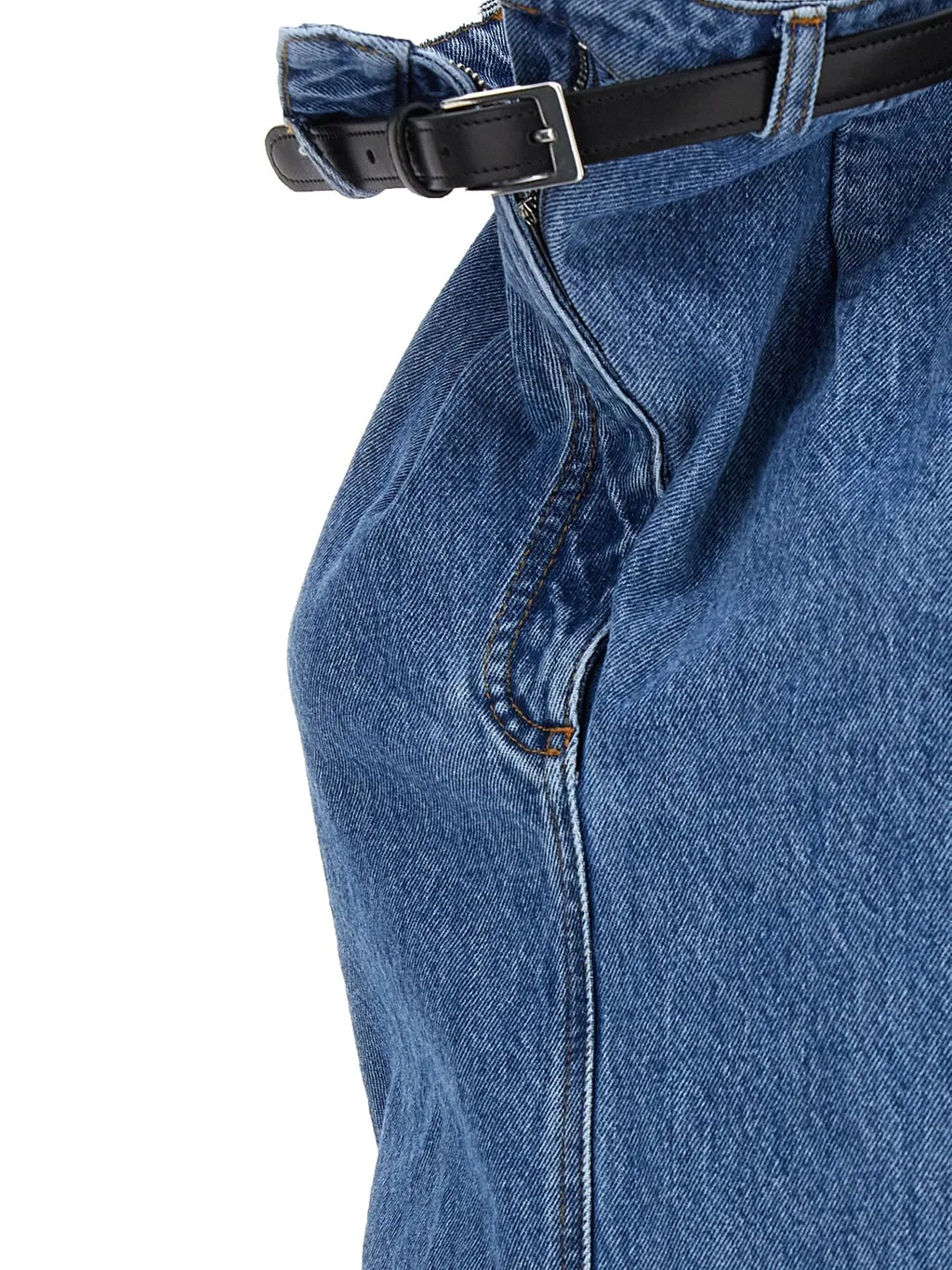 Belted Halterneck Denim Dress
