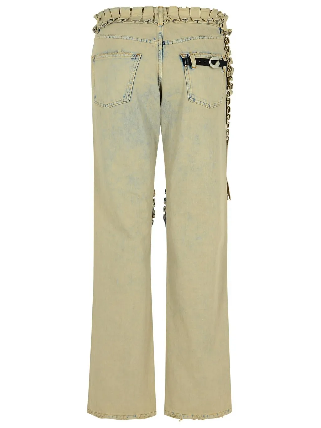 Ruffle-Detail Cut-Out Boyfriend Jeans