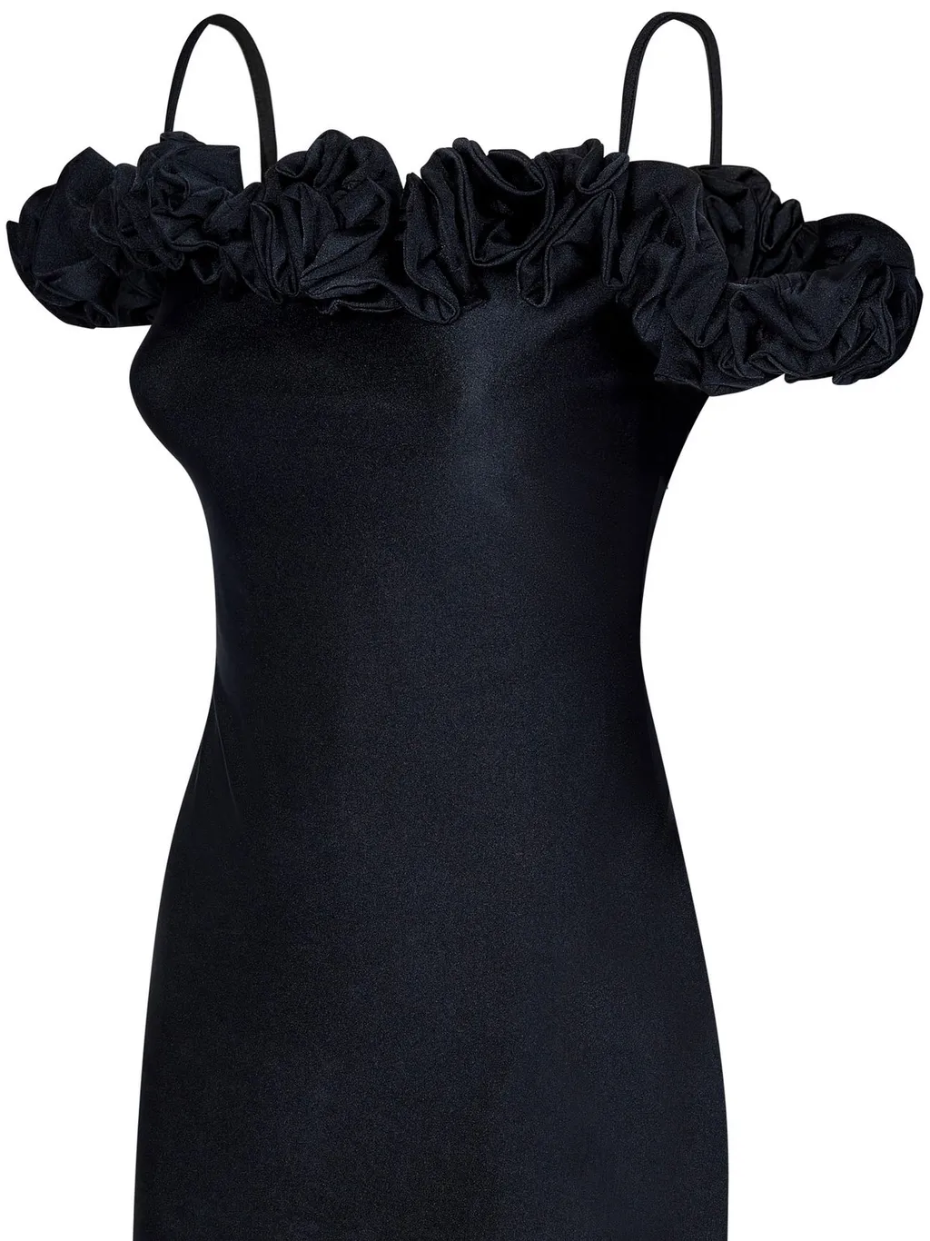 Ruffled Drop-Shoulder Asymmetric Dress