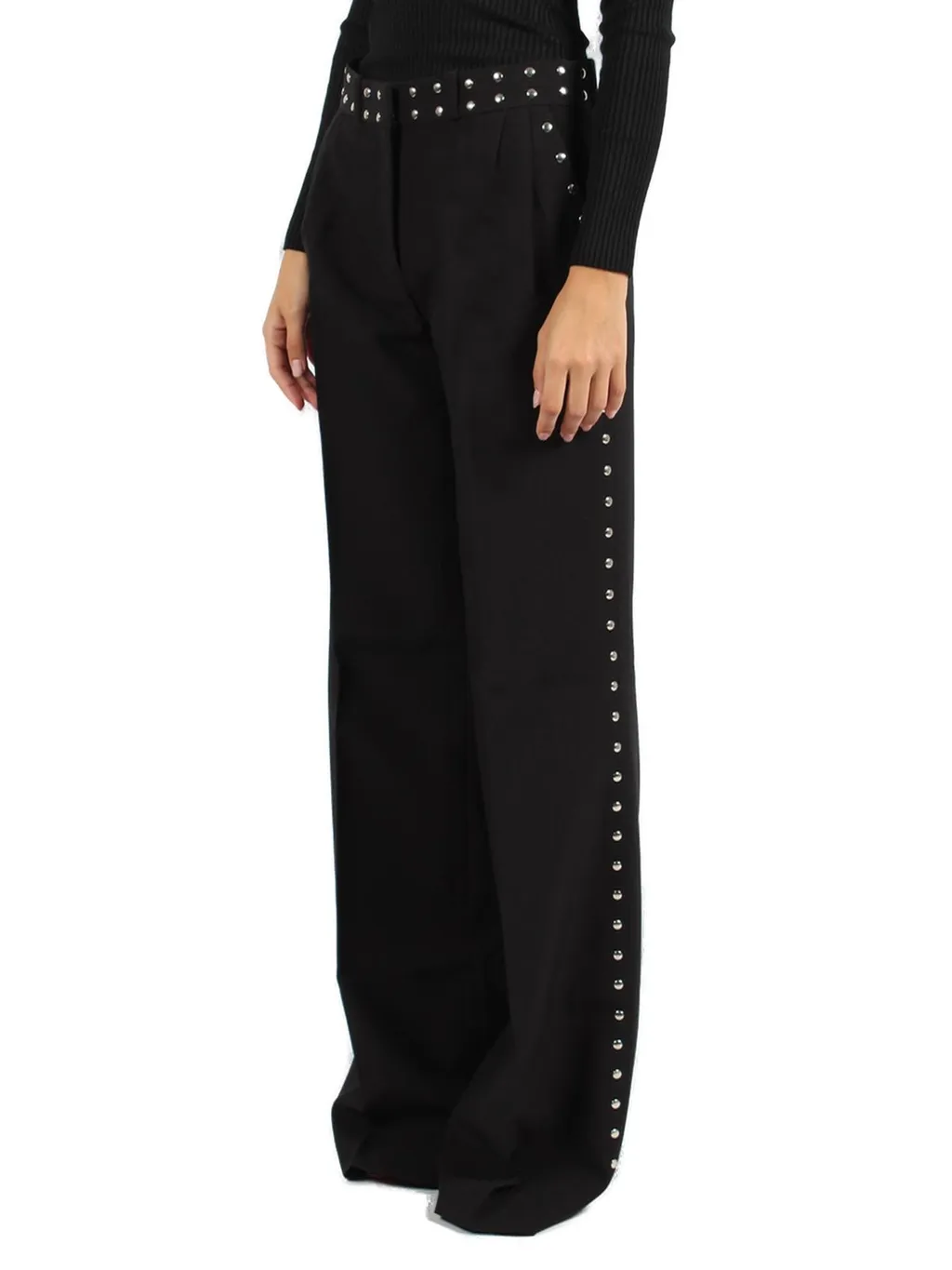Studded High Waist Tailored Trousers