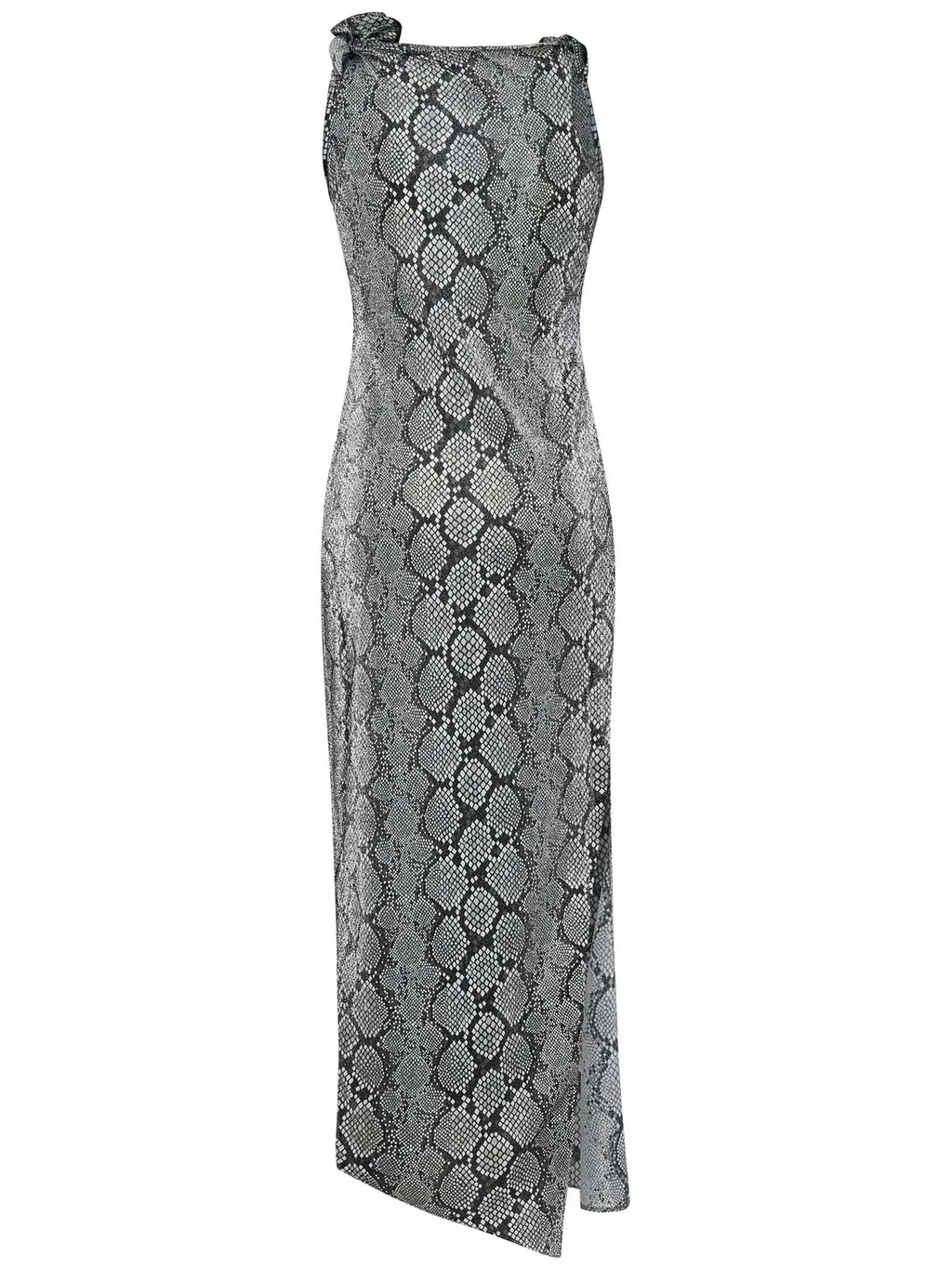 Snake Printed Asymmetric Flower Gown