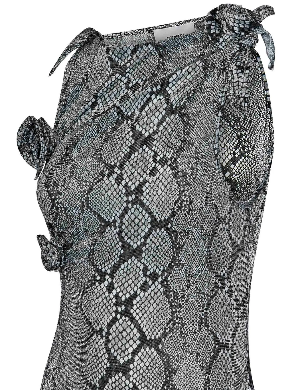 Snake Printed Asymmetric Flower Gown