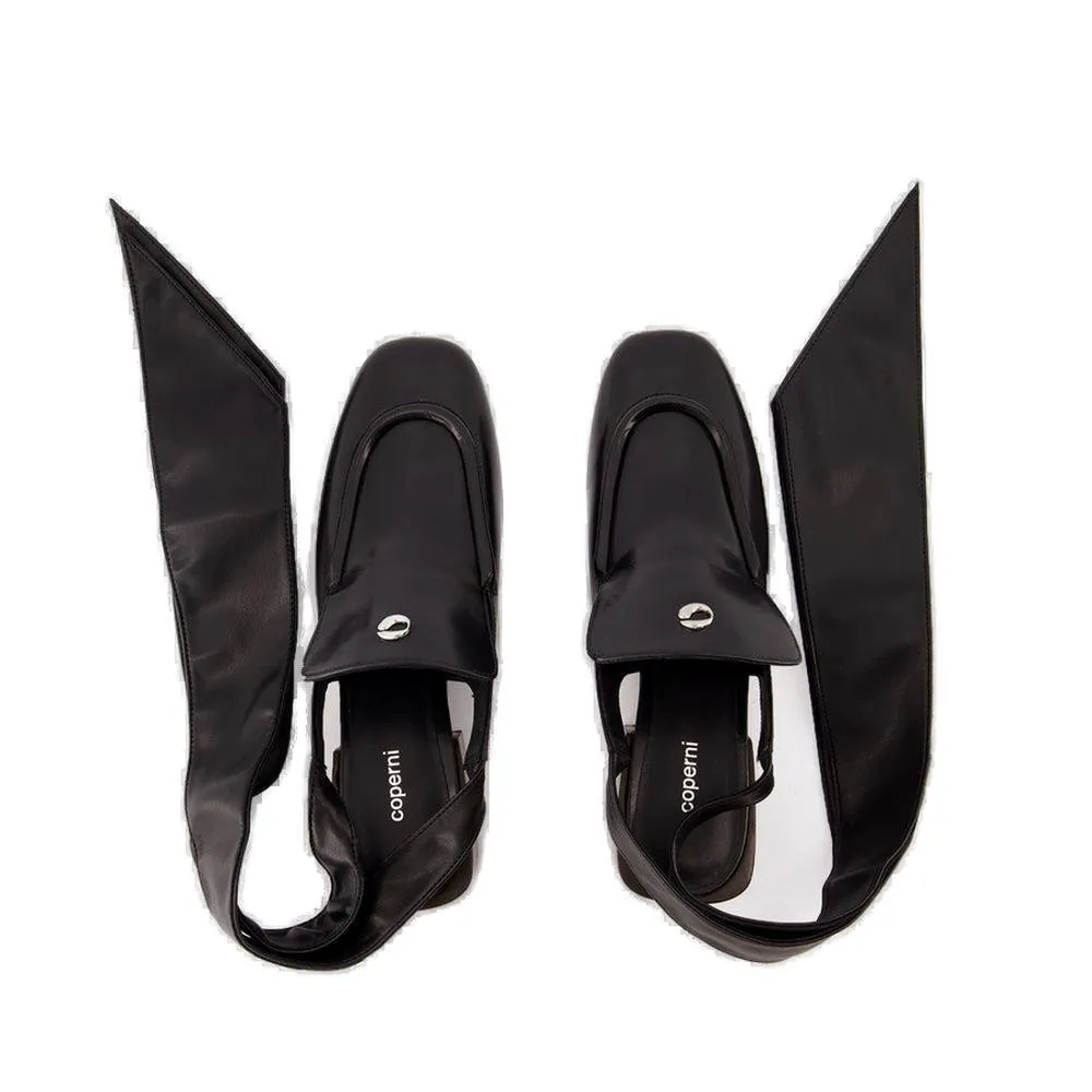 Logo Plaque Slingback Moccasins