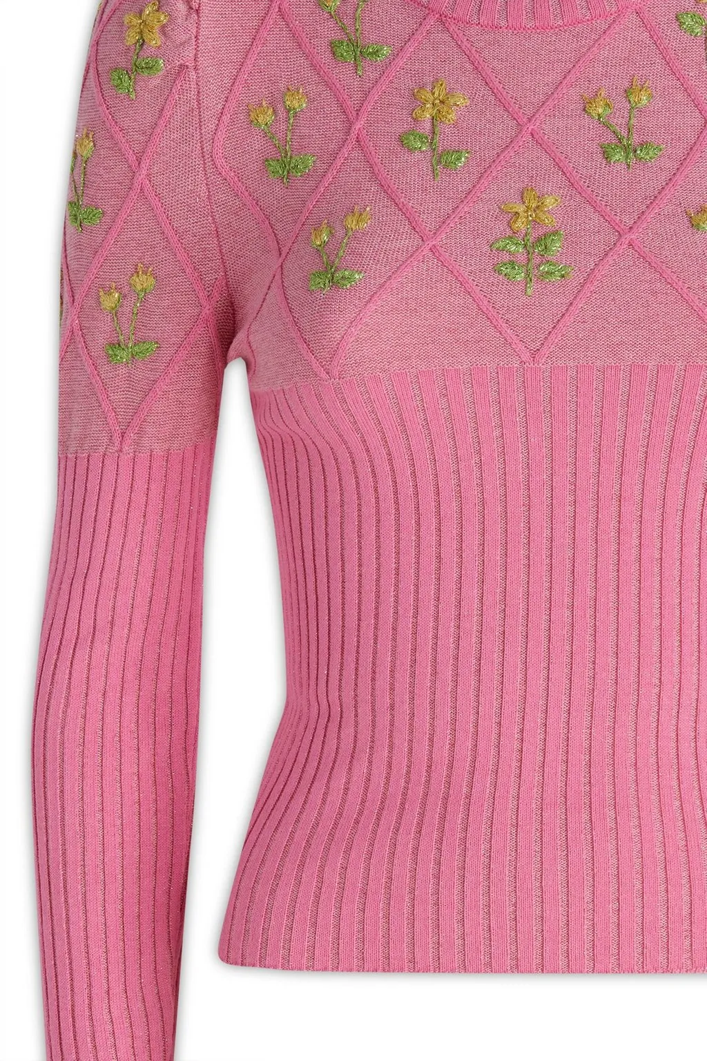 Floral Embroidered Knitted Jumper
