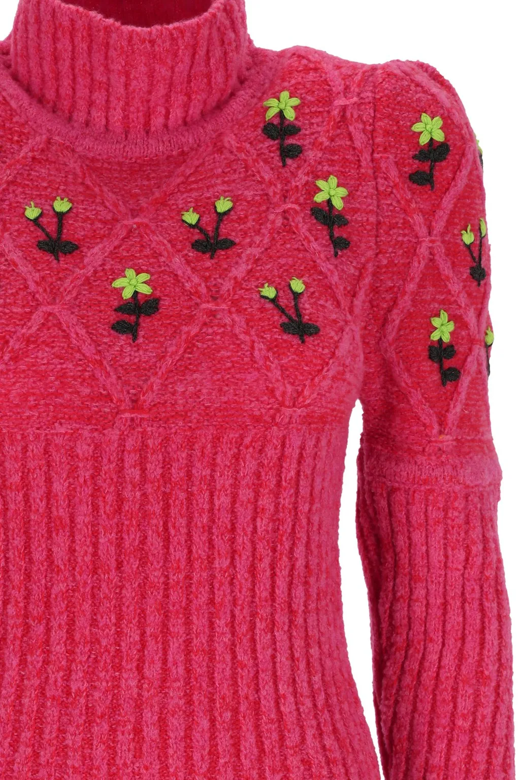 Oma Floral Embroidery Turtleneck Sweater