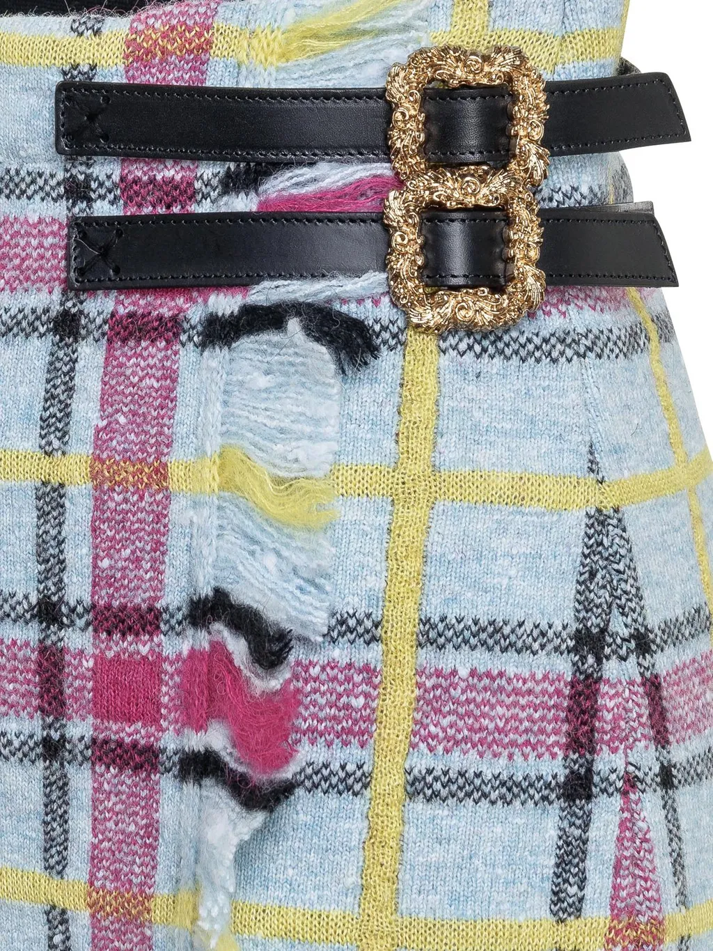 Tracy Tartan Motif Knit Mini Skirt