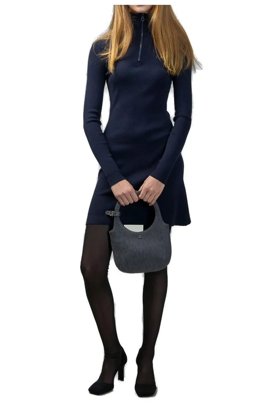 Mockneck Zipped Mini Dress