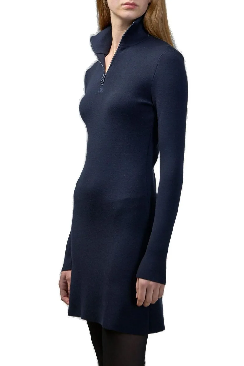Mockneck Zipped Mini Dress