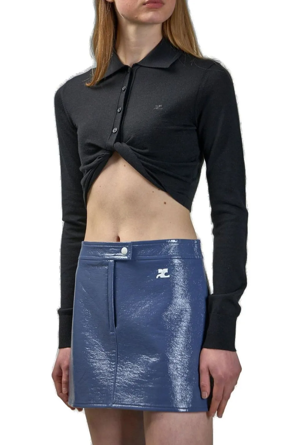 V-Neck Cropped Polo Jumper