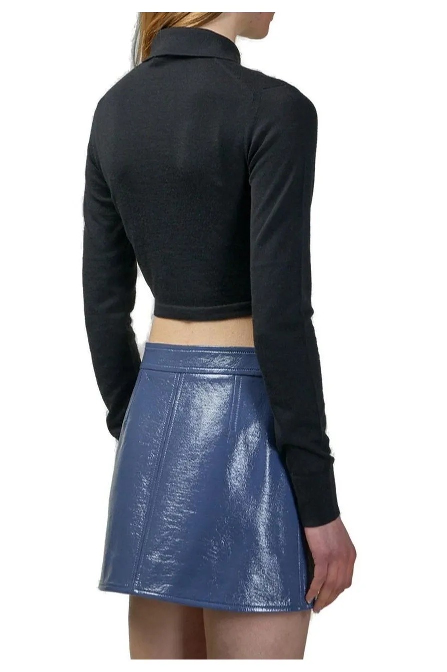 V-Neck Cropped Polo Jumper