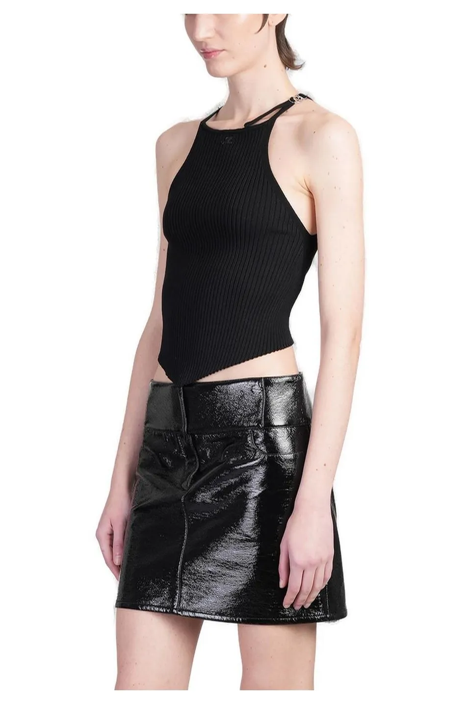 Pointy Buckle Ribbed Top