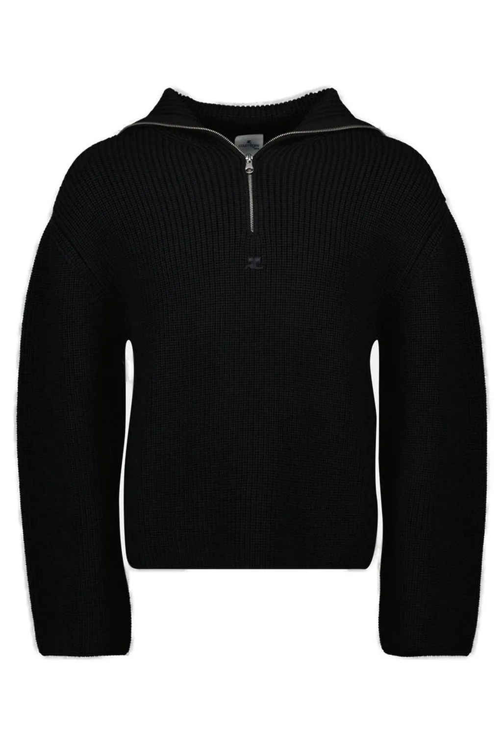 Logo Embroidered Half-Zipped Jumper