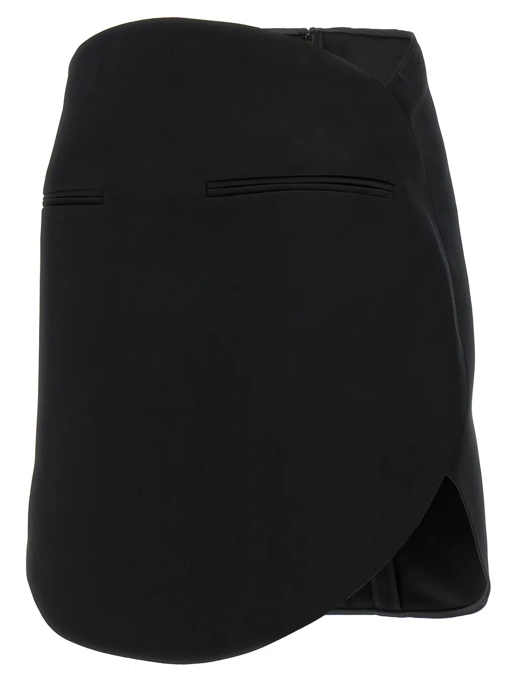 Rear Zipped Satin Mini Skirt