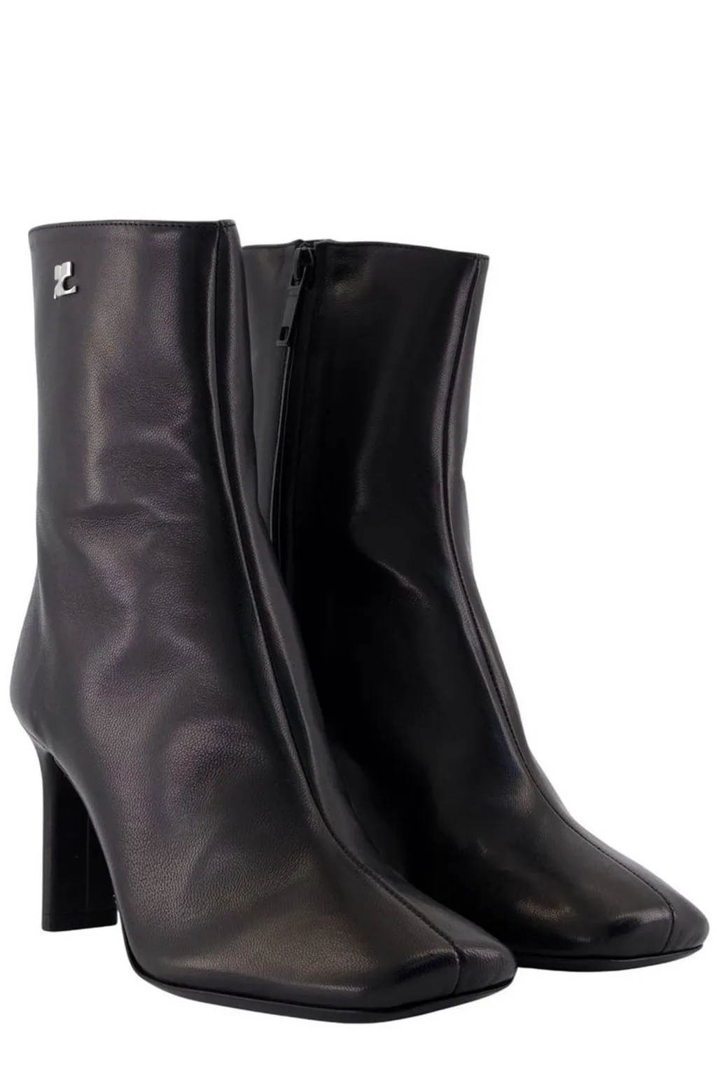Square Toe Leather Ankle Boots