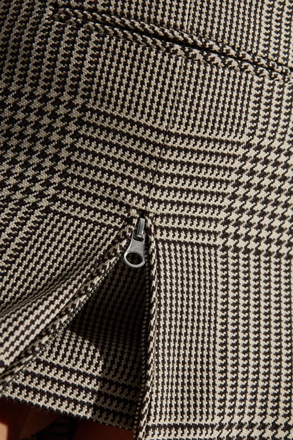 Zip-Detailed A-Line Checked Midi Skirt