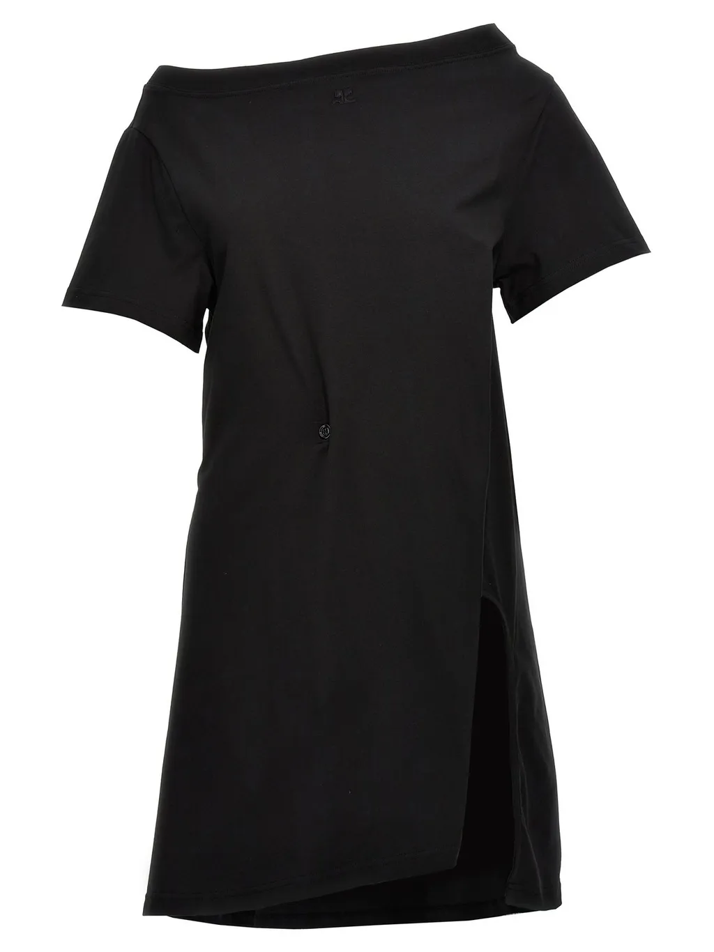 Logo Embroidered Side Slit Dress