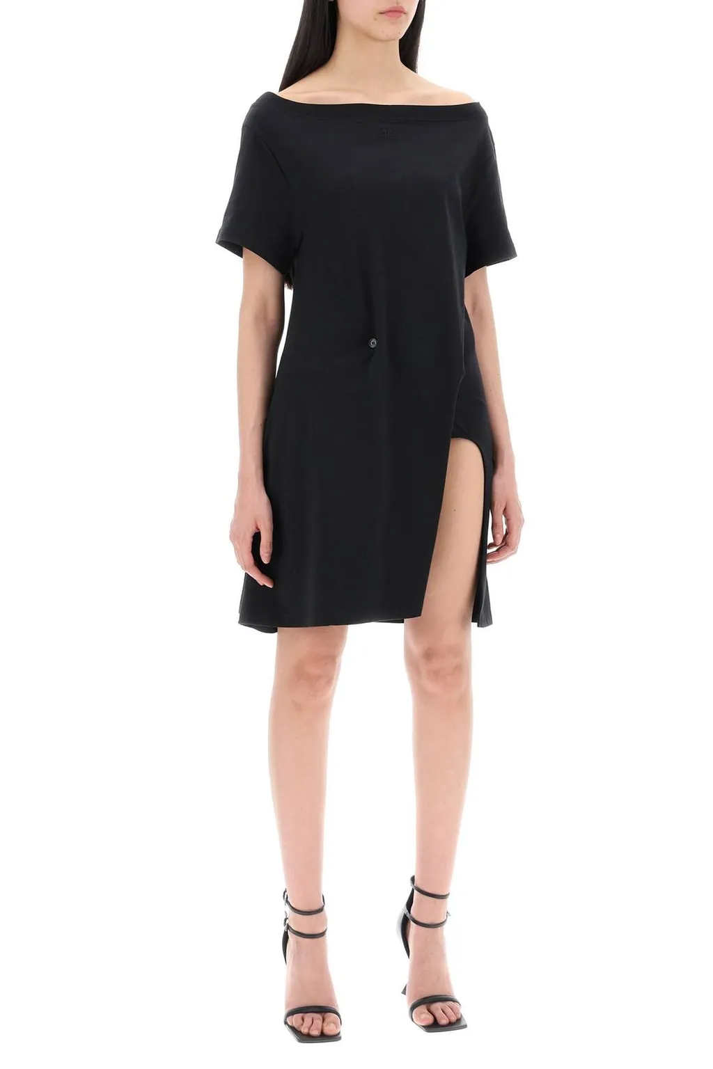 Logo Embroidered Side Slit Dress