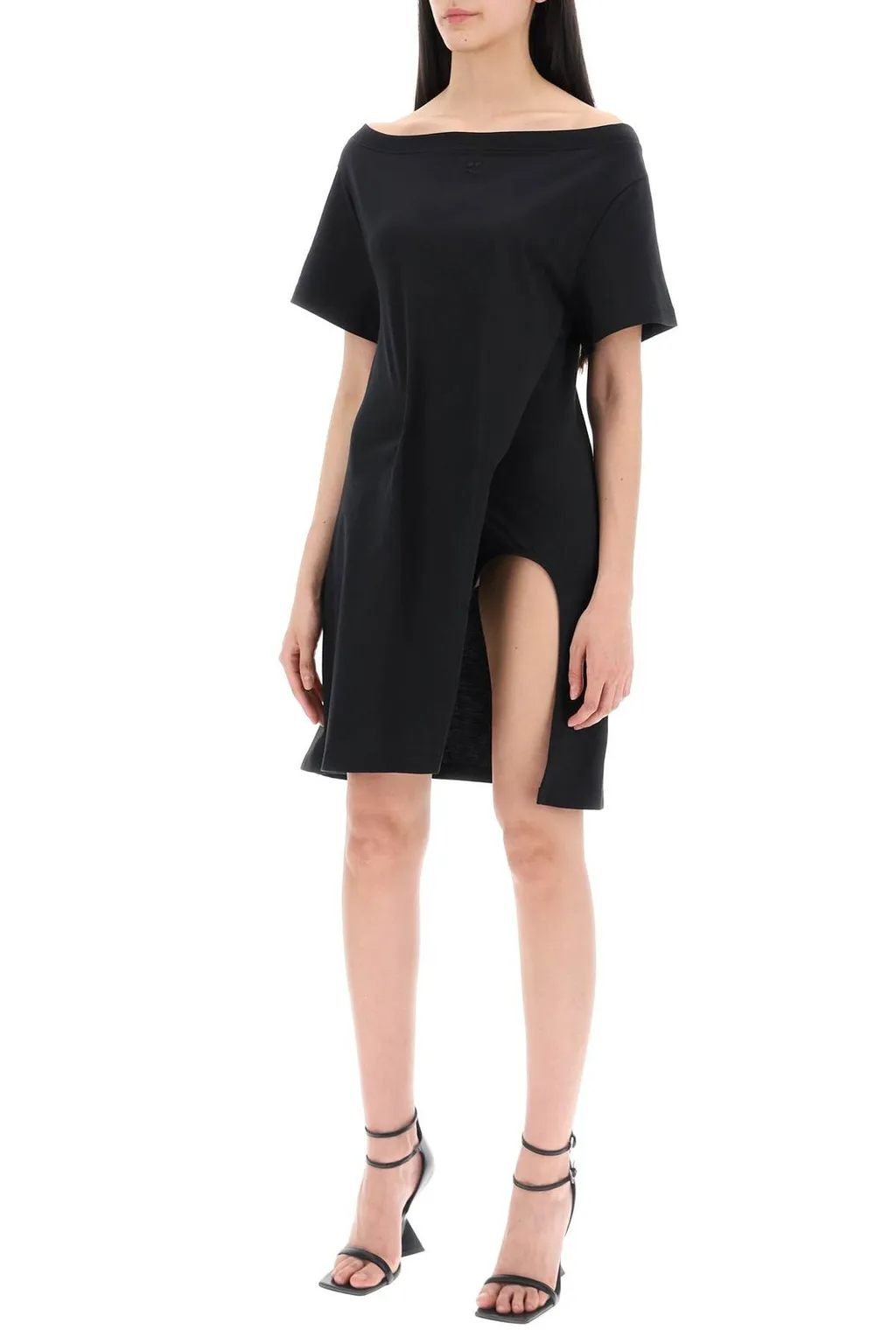 Logo Embroidered Side Slit Dress