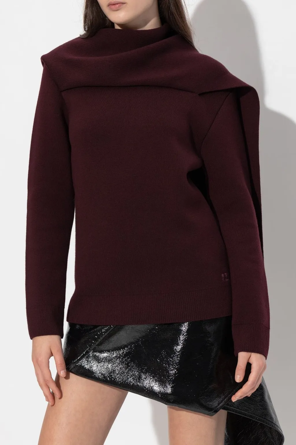 Scarf-Neck Knitted Jumper