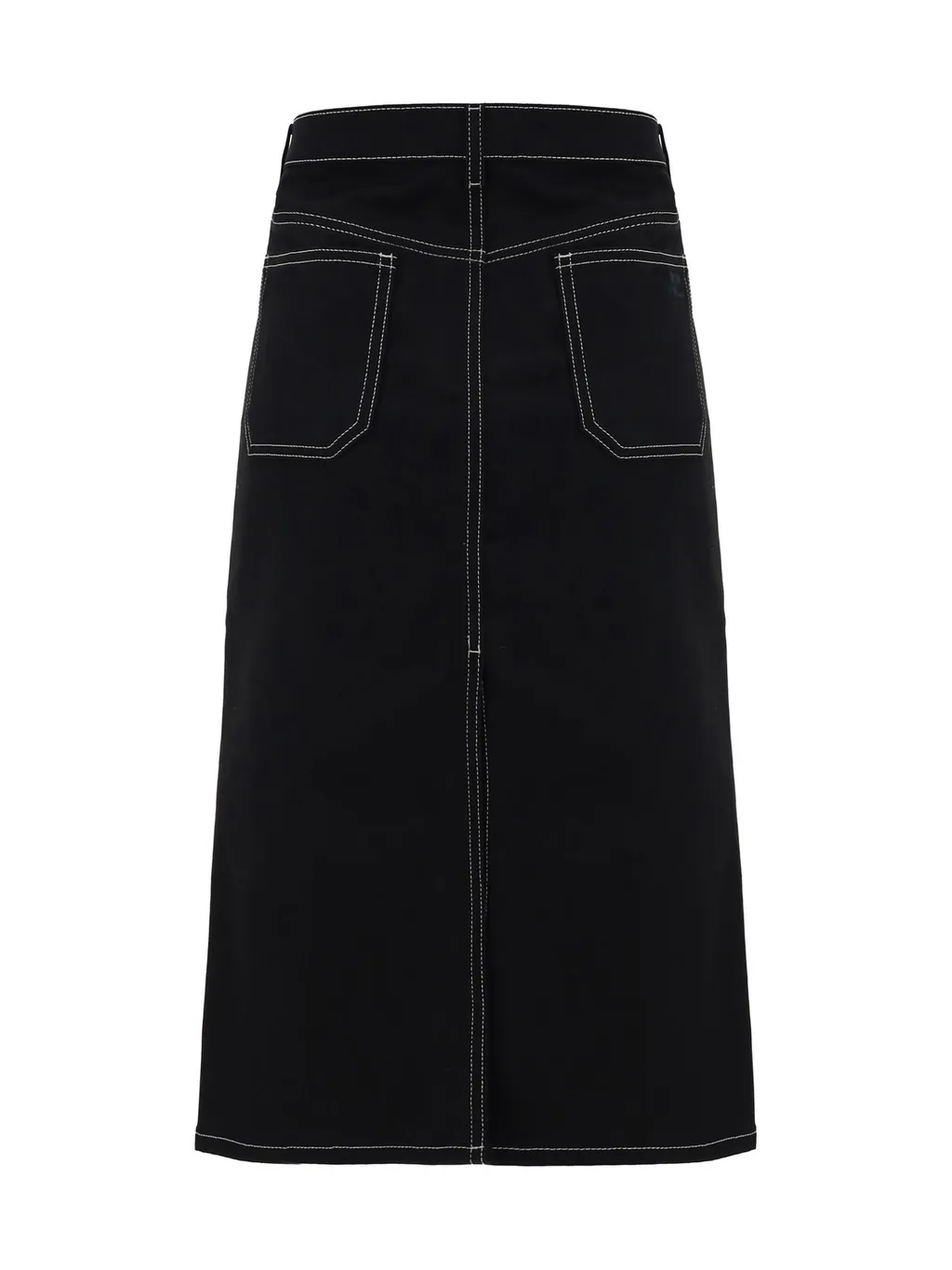 Topstitched Denim Midi Skirt