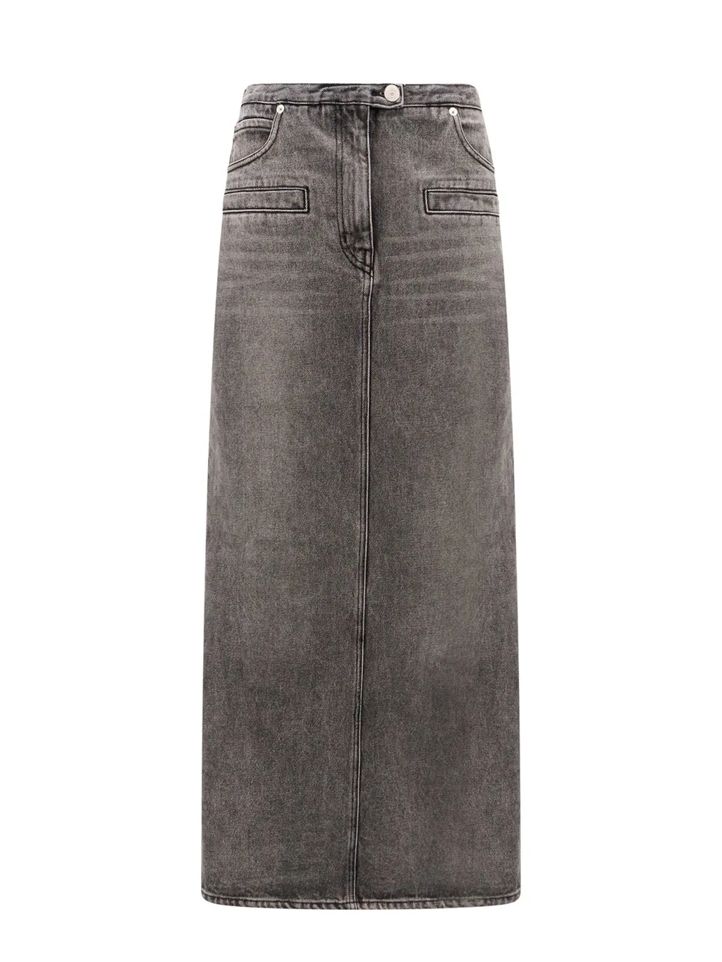 Vintage-Effect Denim Midi Skirt