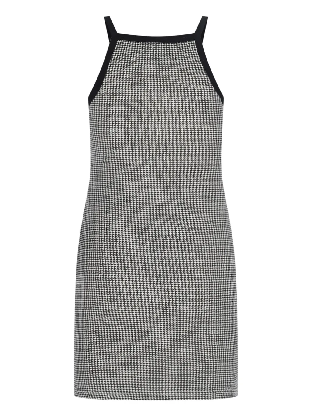 Houndstooth-Pattern Straight Hem Mini Dress